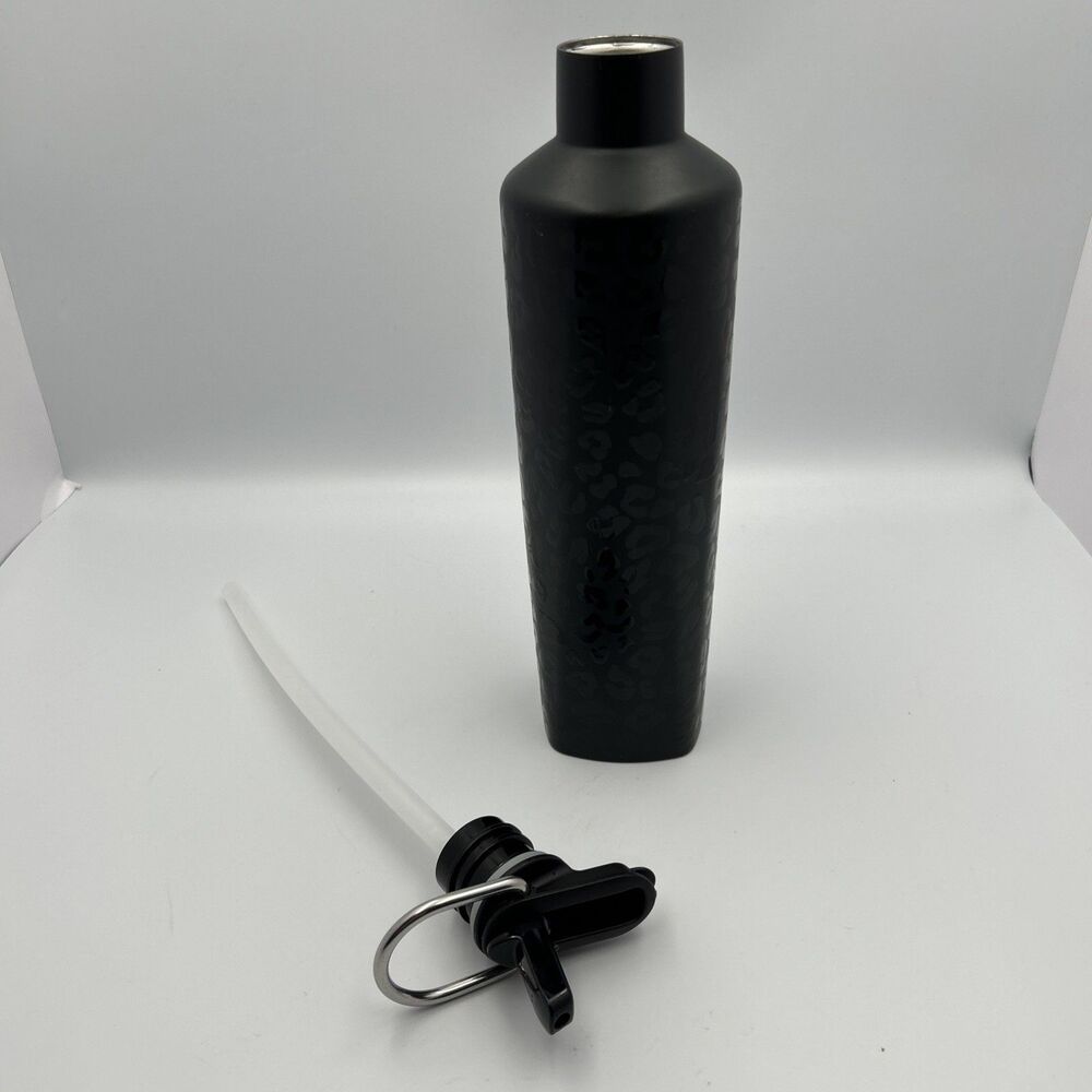 Brumate ReHydration Water Bottle Black Onyx Leopard 25oz Straw Matte